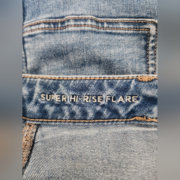 American Eagle Super Hi-Rise Flare Jeans Women's 0 Blue - Picture 7 of 10